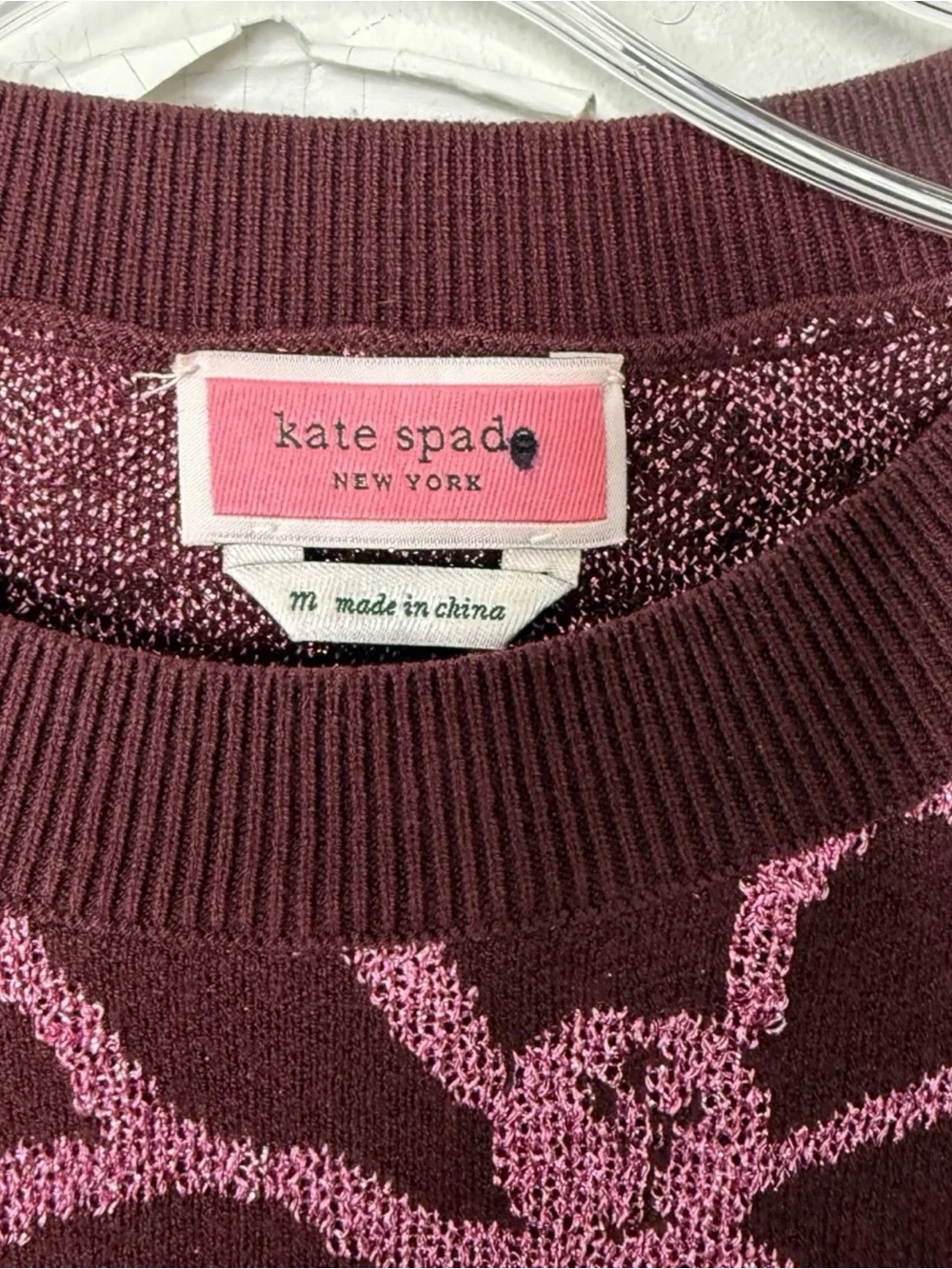 KATE SPADE Floral Scribble Flora Metallic Sweater Jacquard Crewneck Medium